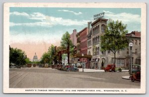 Washington DC Harveys Famous Restaurant Restaurant Trolley Cars Postcard X27