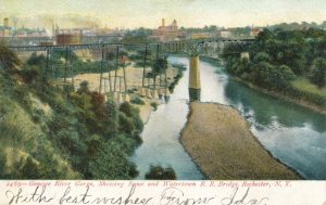 Genesee River Gorge -Rochester NY New York Rome & Watertown RR Bridge pm 1907