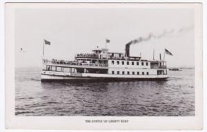 The Statue of Liberty Boat Vintage Real Photo Postcard RPPC