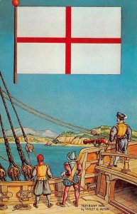 FLAG OF ENGLAND Violet Alton Art 1958 Monrovia California Vintage Postcard