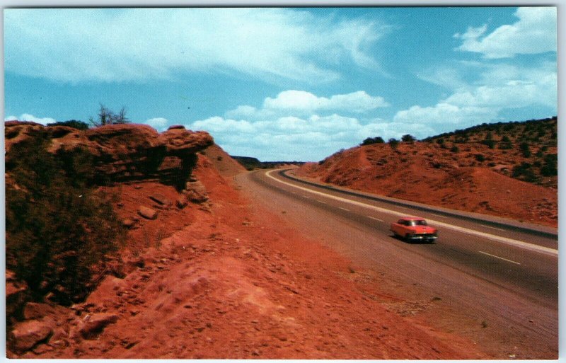 c1950s Albuquerque/Santa Fe, NM La Bajada Hill Hwy 85 Chevy Car Motion Blur A317