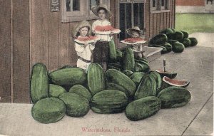 Children Eating Watermelons, FL, Florida, ca. 1910, Fruit, Food, Agriculture