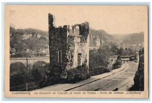 c1930's The Descent Clausen Route De Treves Ruins Of Chateau Luxembourg Postcard