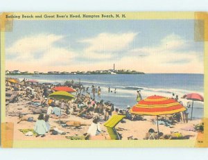 Linen BEACH SCENE Hampton Beach - Near Portsmouth New Hampshire NH AE9453