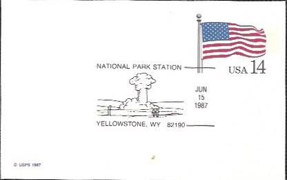 US UX117 Unused. US Flag,  Nat. Park Station - Yellowstone, Wyoming