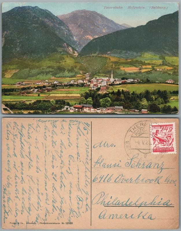 TAUERBAHN HOFGASTEIN SALZBURG AUSTRIA ANTIQUE POSTCARD w/ stamp