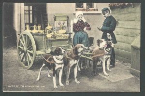 Ca 1906 PPC France Delivering Milk By Dog Team & Open Card UDB Mint
