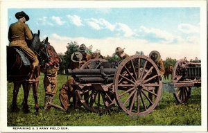 WWI Era, Repairing U.S. Army Field Gun Vintage Postcard E80