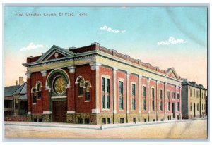 c1910 First Christian Church El Paso Texas TX Unposted Antique Postcard