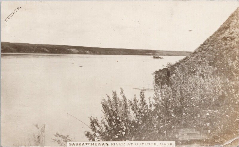 Saskatchewan River at Outlook SK Ferry Unused Rumsey Hewat's RPPC Postcard H27