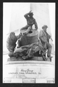 'Navy Group' Statue Lincolns Tomb Springfield Il RPPC Unused c1940s