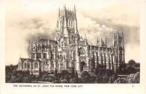 New York City~Cathedral of St John the Divine~c1940-50s Real Photo Postcard