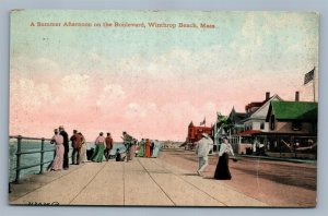 WINTHROP BEACH MA BOULEVARD ANTIQUE POSTCARD