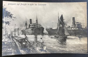 Mint Germany Real Picture Postcard RPPC hijacked British damper in port