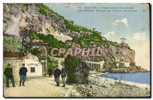 Old Postcard Menton Border Italian Red Rocks and & # 39hotel Miramar