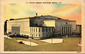 Vtg Buffalo New York NY Memorial Auditorium 1940s Linen Postcard