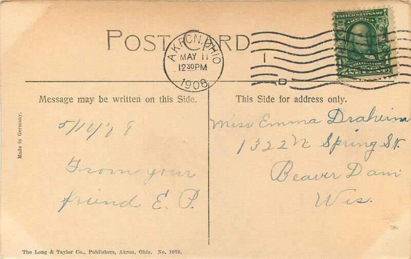 Ohio Akron St. Bernard's Catholic Church Postcard Long & Taylor 22-10274