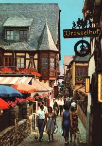 Vintage Postcard Drosselgasse Old Town In Rudesheim Am Rhein Hessen Germany DE