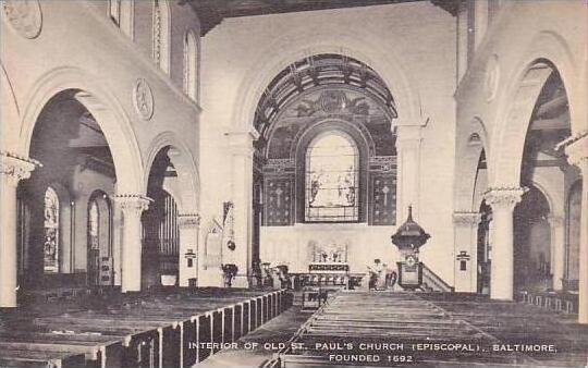 Maryland Baltimore Interior Of Old Saint Pauls Church