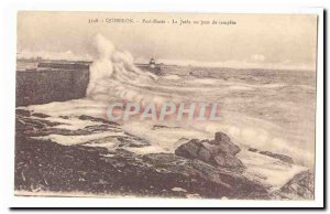 Presquile Quiberon Postcard Old Port Maria The pier one day storm (lighthouse...