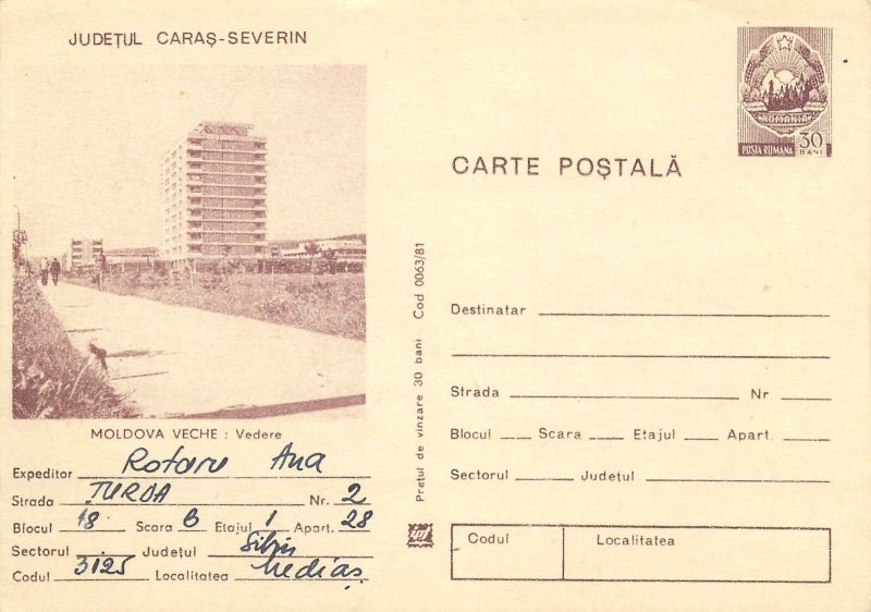 Romania postal stationery postcard Moldova Veche