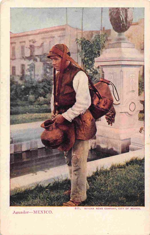 Aguador Water Carrier Man Mexico 1920s postcard