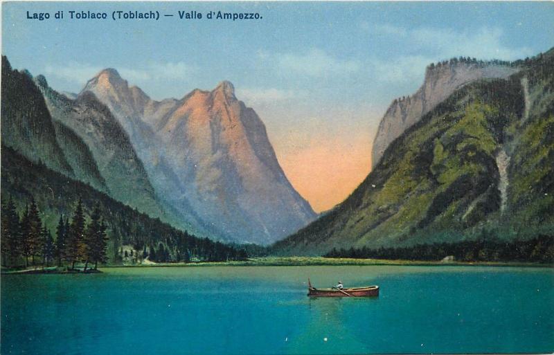 Laghi di Toblaco Toblach Valle d`Ampezzo Italia Italy cartolina vecchia