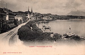 Switzerland Luzern Promenade und Rigi Vintage Postcard 09.90