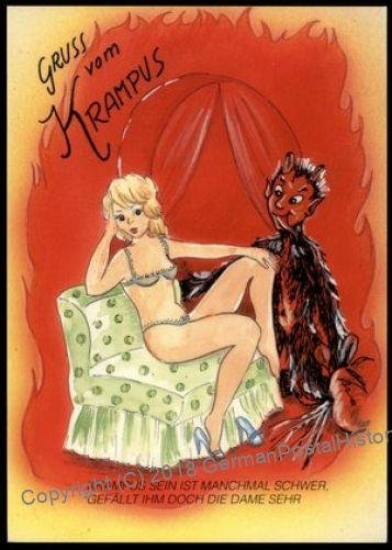 Austria 1960s Classic Krampus Devil Racy Christmas Card UNUSED 95368