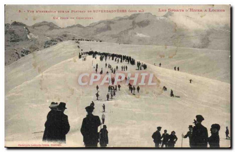 Old Postcard Overview of the tray Superbagneres One day competitions Winter s...
