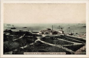 New York City NY Aquarium & Battery Park Unused Postcard G28