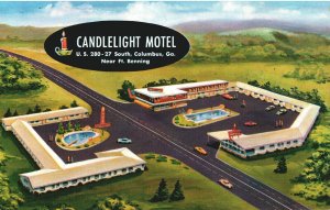 VINTAGE POSTCARD CANDLELIGHT MOTEL SOLUMBUS GEORGIA 1962