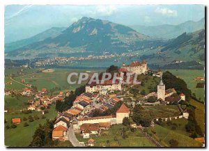 Modern Postcard Gruyeres towards Broc Switzerland