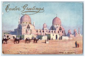 1907 Easter Greetings Tombs of the Caliphs Egypt Oilette Tuck Art Postcard