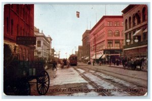 1910 Pierce Street Looking South From Fifth Street Sioux City IA Posted Postcard