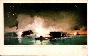 Vtg Hampton Roads VA Monitor & Merimac Fight Battle Ironclads 1904 Postcard