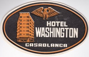 Morocco Casablanca Hotel Washington Vintage Luggage Label lbl0431