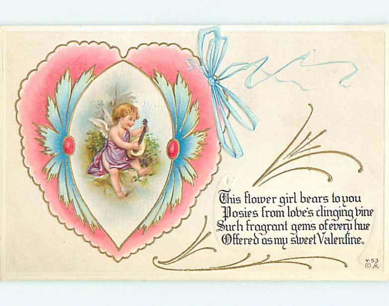 Divided-Back valentine MUSIC - CUPID PLAYS A MANDOLIN GUITAR r4079