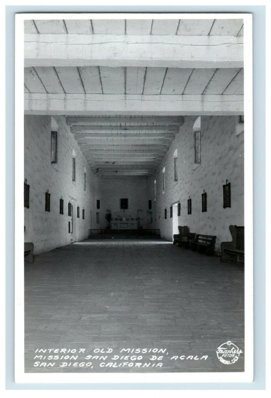 Vintage RPPC Frashers Interior View Mission San Diego De Acala, CA Postcard P87 