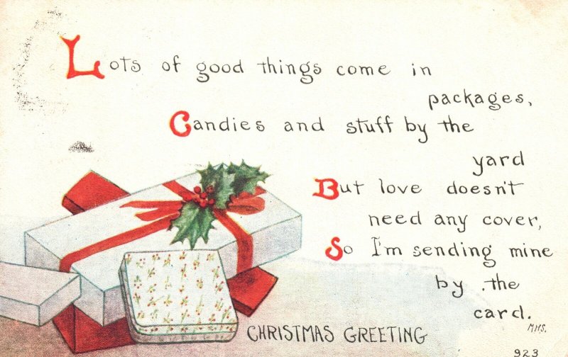 Vintage Postcard Christmas Greetings Lots Of Good Things Come In Yuletide Season