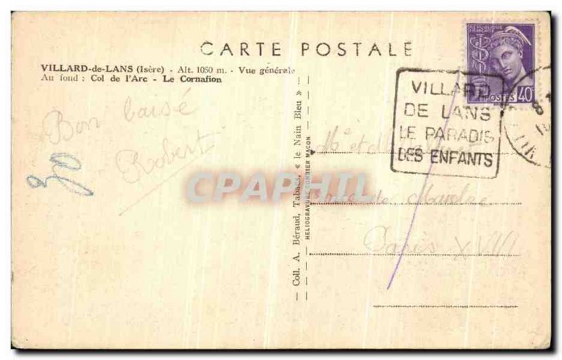 Old Postcard Villard de Lans Vue Generale