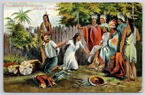 Vintage Postcard 1907 American Indian Woman Begging for John while on His Knees