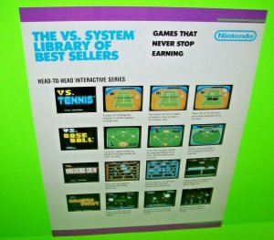 Nintendo VS System Titles 1984 Original NOS Video Arcade Game Promo Sales Flyer