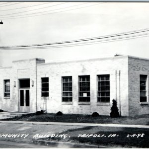 c1950s Tripoli IA RPPC Community Building Town Hall Real Photo Street Light A131