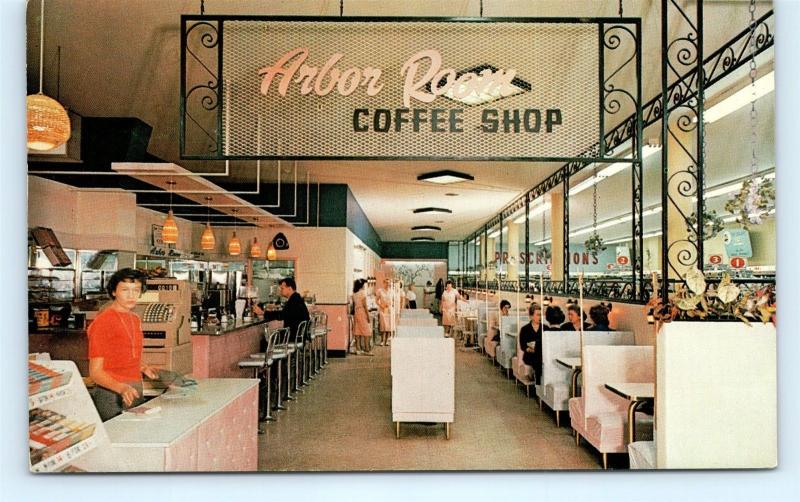 Postcard VA Roanoke Arbor Room Coffee Shop Restaurant Interior J5