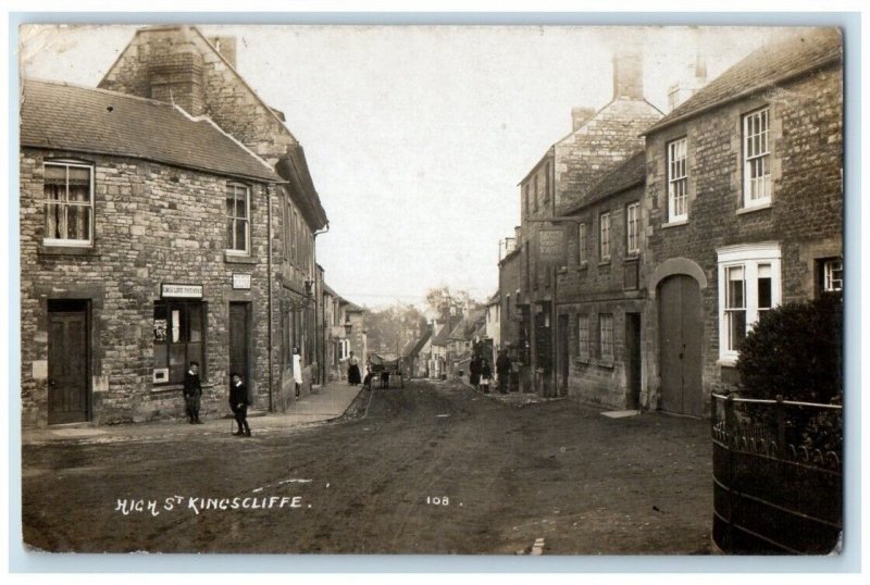 1923 High Street Post Office View King's Cliffe  England RPPC Photo Postcard