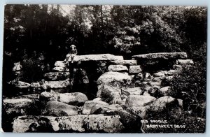 Dartmoor Devon England Postcard Old Bridge Dartmeet c1910 RPPC Photo