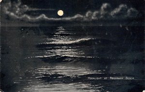 Moonlight at Rockaway Beach, Long Island, Staten Island,NY, Old Postcard