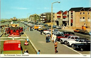 Vtg Towyn Gwynedd Wales The Promenade Street View Old Cars Tywyn Postcard