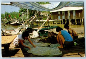 Malaysia Postcard The Fishing Village of Kukup Johor Ceremony c1950's